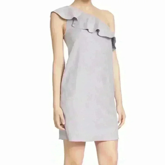 NWOT THEORY Ruffled Alexanda
Dress Light Denim Tierra Wash Sz 8
H053612R $245 - Picture 2 of 5